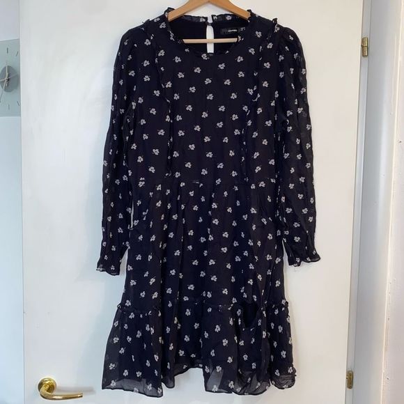 Hall Huber Blue White Floral Viscose Dress Size US 10 - Picture 3 of 10